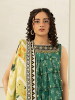 Zellbury 3-Piece Green Digital Printed Unstitched Lawn Suit - Image 4