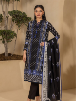 Zellbury 3-Piece Black Digital Printed Unstitched Slub  Lawn Suit - Image 3