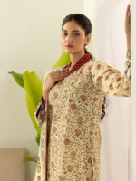 Zellbury 3-Piece Beige Digital Printed Unstitched Textured Lawn Suit - Image 3