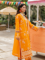 Zellbury Chikankari Orange3-Piece Unstitched Embroidered Cotton Suit - Image 3