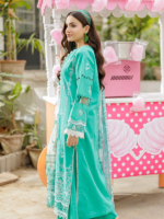 Zellbury Chikankari Sea Green 3Pc Unstitched Embroidered Cotton Suit - Image 3