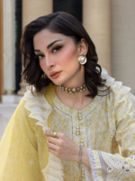 Zellbury Chikankari Lemon 3Pcs Unstitched Embroidered Cambric Suit - Image 3