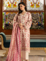 Zellbury Chikankari Peach 3Pcs Unstitched Embroidered Cambric Suit - Image 3