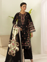 Zellbury 3-Piece Black Unstitched Digital Printed Lawn Suit - Image 4