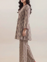 Saya 2-Piece Unstitched Premium Printed Lawn Suit Cream - Image 3