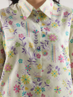Saya 2-Piece Unstitched Premium Printed Lawn Suit Ivory - Image 3