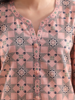Saya Unstitched 2-Piece Premium Printed Lawn Suit Peach - Image 3