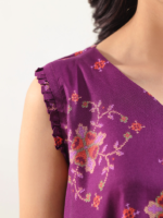 Saya Printed Pashmina Magenta 3-Piece Unstitched Suit - Image 3