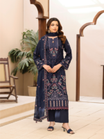 Sahara by Rujhan Navy Blue Embroidered 3-Piece Luxury Festive Suit - Image 3