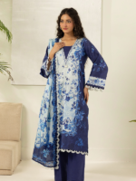 Zellbury 3PCiece Blue Digital Printed Unstitched Lawn Suit - Image 3