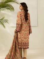 Zellbury Beige 3-Piece Digital Printed Unstitched Textured Lawn Suit - Image 4