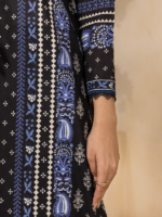 Zellbury 3-Piece Black Digital Printed Unstitched Slub  Lawn Suit - Image 4