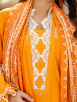 Zellbury Chikankari Orange3-Piece Unstitched Embroidered Cotton Suit - Image 4