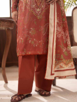 BINAAAS Rust 3-Piece Unstitched Digital Printed Lawn Suit - Image 4
