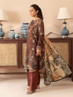 BINAAAS Dark Brown 3-Piece Unstitched Digital Printed Lawn Suit - Image 4