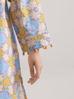 Saya 2-Piece Unstitched Premium Printed Lawn Suit Dark Cream - Image 4