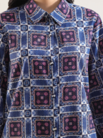 Saya 2-Piece Unstitched Premium Printed Lawn Suit Blue - Image 4