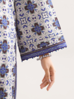 Saya 2-Piece Unstitched Premium Printed Lawn Suit Ivory - Image 4