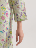 Saya 2-Piece Unstitched Premium Printed Lawn Suit Ivory - Image 4