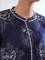 Saya Unstitched 2-Piece Premium Printed Lawn Suit Blue - Image 4