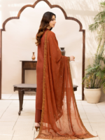 Sahara by Rujhan Rust Embroidered 3Piece Luxury Festive Outfit - Image 4