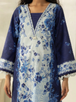 Zellbury 3PCiece Blue Digital Printed Unstitched Lawn Suit - Image 4