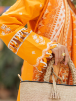 Zellbury Chikankari Orange3-Piece Unstitched Embroidered Cotton Suit - Image 5