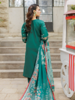 Zellbury Chikankari Green 3-Piece Unstitched Embroidered Cotton Suit - Image 5