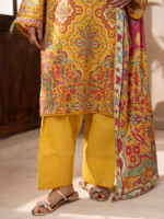 BINAAAS Mustard 3-Piece Unstitched Digital Printed Lawn Suit - Image 5