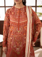 BINAAAS Rust 3-Piece Unstitched Digital Printed Lawn Suit - Image 5