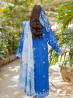 Zellbury Chikankari Blue 3-Piece Unstitched Embroidered Cotton Suit - Image 5