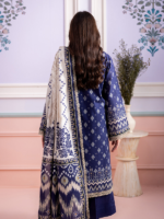 Zellbury 3-Piece Navy Blue Digital Printed Unstitched Lawn Suit - Image 6