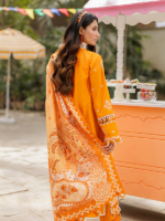Zellbury Chikankari Orange3-Piece Unstitched Embroidered Cotton Suit - Image 6