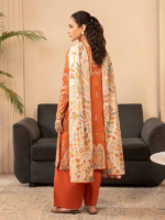 BINAAAS Orange 3-Piece Unstitched Digital Printed Lawn Suit - Image 6