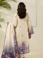 Zellbury 3-Piece Off White Digital Printed Unstitched Slub Lawn Suit - Image 6