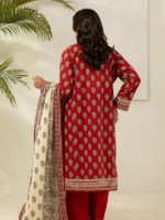 Zellbury 3-Piece Red Unstitched Digital Printed Slub Lawn Suit - Image 6