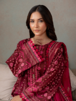 Zellbury Maroon 3-Piece Digital Printed Lawn Unstitched Suit - Image 2