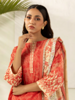 Zellbury Peach 3-Piece Digital Printed Lawn Unstitched Suit - Image 2