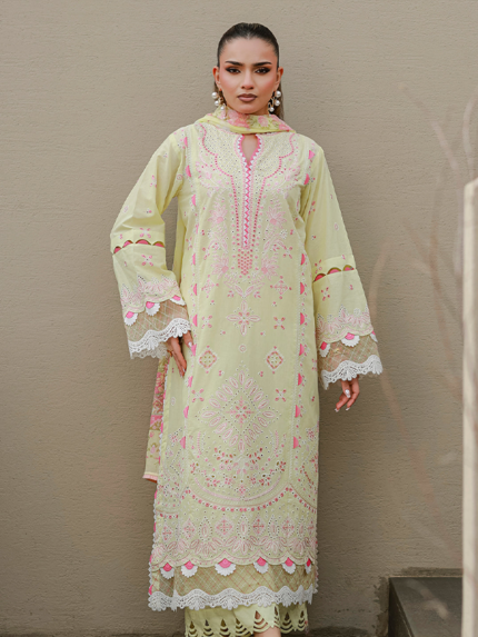 Zellbury Chikankari 3-Piece Unstitched Collection Lemon Yellow