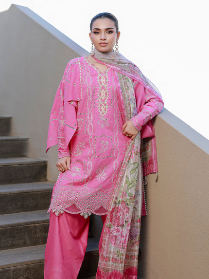 Zellbury Chikankari 3-Piece Unstitched Collection Pink