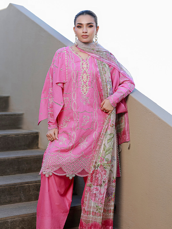 Zellbury Chikankari 3-Piece Unstitched Collection Pink
