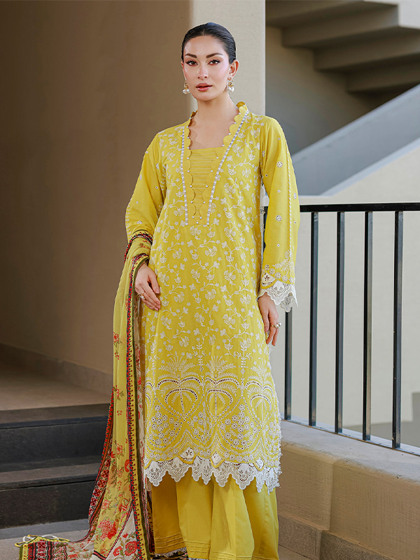 Zellbury Chikankari 3-Piece Unstitched Collection Lime