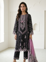 Signature Zellbury 3Pc Unstitched Embroidered Lawn Black Suit WUS26E30649