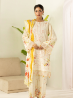 Signature Zellbury 3Pc Unstitched Embroidered Lawn Cream Suit WUS26E30450