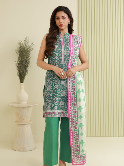 Zellbury Unstitched 2Piece Printed Lawn Green Suit WUS26X20805