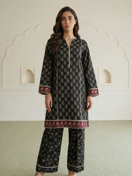 Zellbury Unstitched Black 2Piece Printed Lawn Suit