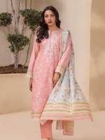 Zellbury Unstitched 2Piece Embroidered Lawn Peach Suit WUS26E20411 - Image 2