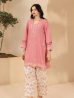 Zellbury Unstitched 2Piece Embroidered Lawn Peach Suit WUS26E20742 - Image 2