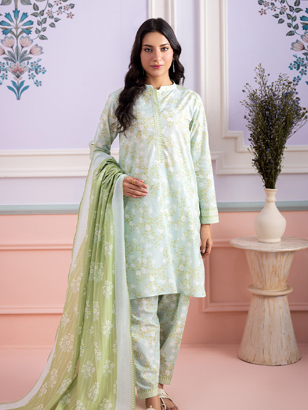 Zellbury Unstitched 3Piece Printed Lawn Mint Blue Suit WUS26X30832