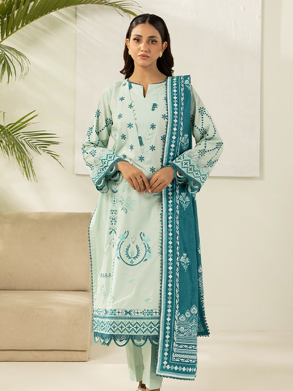 Zellbury Unstitched 3Piece Embroidered Lawn Blue Suit WUS26E30576